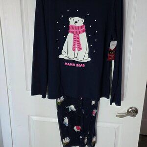 North Pole Trading Co. Polar Bear Womens Crew Neck Long Sleeve 2-pc. Matching XL